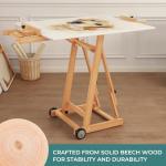 VISWIN Collapsible H-Frame Easel, Hold 1 or 2 Canvas up to 78", Tilting Flat & Adjustable Beech Wood Art Easel for Adults with Wheels, Large Artist Easel Stand for Painting - Natural