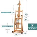 VISWIN Collapsible H-Frame Easel, Hold 1 or 2 Canvas up to 78", Tilting Flat & Adjustable Beech Wood Art Easel for Adults with Wheels, Large Artist Easel Stand for Painting - Natural