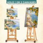 VISWIN Collapsible H-Frame Easel, Hold 1 or 2 Canvas up to 78", Tilting Flat & Adjustable Beech Wood Art Easel for Adults with Wheels, Large Artist Easel Stand for Painting - Natural