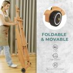 VISWIN Collapsible H-Frame Easel, Hold 1 or 2 Canvas up to 78", Tilting Flat & Adjustable Beech Wood Art Easel for Adults with Wheels, Large Artist Easel Stand for Painting - Natural