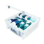 AB Designs 6899ABD Super Satchel Double Deep with Lift-Out Tray and Removable Dividers, Stackable Home Storage Organization Container, Clear with Sliver Latches and Handle