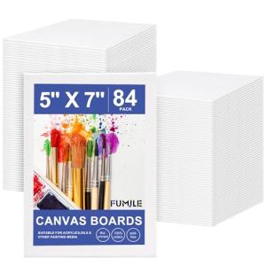 FUMILE Canvas Boards for Painting 5x7 Inch, 84 Pack Small Canvases Value Pack, Primed Acid-Free Blank Canvas Panels for Beginners & Artist, Painting Canvas for Classroom and Painting Parties., White