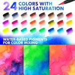ThEast 24 Watercolor Brush Pens with 2 Refillable Blending Brushes - Flexible Real Nylon Brush Tip Watercolor Markers for Coloring & Journaling & Calligraphy, Art Supplies