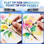 ThEast 24 Watercolor Brush Pens with 2 Refillable Blending Brushes - Flexible Real Nylon Brush Tip Watercolor Markers for Coloring & Journaling & Calligraphy, Art Supplies