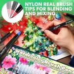 ThEast 24 Watercolor Brush Pens with 2 Refillable Blending Brushes - Flexible Real Nylon Brush Tip Watercolor Markers for Coloring & Journaling & Calligraphy, Art Supplies