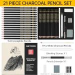 Drawing Sketching Pencil Set 21 Pack Art Pencil Kit with Graphite Pencils (14B-5H), Charcoal Pencil, Ideal for Shading, Blending, Drawing Set for Beginners & Pro Artists