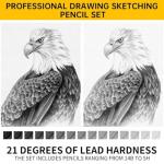 Drawing Sketching Pencil Set 21 Pack Art Pencil Kit with Graphite Pencils (14B-5H), Charcoal Pencil, Ideal for Shading, Blending, Drawing Set for Beginners & Pro Artists