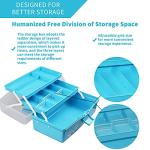 TERGOO 12in 3-Layer Plastic Craft Organizers and Storage, Portable Folding Tackle Box with Handle & Adjustable Dividers, Multipurpose Case for Sewing, Art Supplies, Medicine, Tools (Blue)