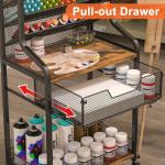 Small Rolling Utility Cart with Drawer, Metal Craft Storage Cart with Lockable Wheel, Versatile Art Organizer with 6 Tiers & Removable Dividers for Drawing Room, Store Paint & Artifact, Patent Pending