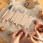 22PCS Wooden Pottery Sculpting Tools, Wood Clay Cleaning Tool Set, Ceramic Modeling Tool for Carving, Molding, Cutting, Trimming, Pottery Wheel, Crafting Supplies, Beginners, Adults, Students