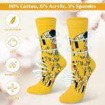 Chalier 5 Pairs Womens Fun Famous Painting Patterned Art Socks Cotton, Printed Cool Novelty Funny Socks for Women, I-oil Painting Multicolor 9 (5 Pairs)