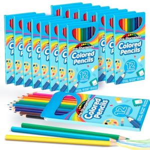 V-Opitos 168 Count Colored Pencils for Kids, 14 Pack Bulk Colored Pencils in 12 Colors, Pre-sharpened Coloring Pencils, Ideal School Supplies & Classroom Prizes, Kids Party Favor