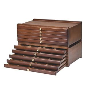 MEEDEN 10-Drawer Art Supply Storage Box, Beech Wood Art Box, Large Capacity Wooden Pencil Box with Drawer & Compartments for Organizing Pastels, Pencils, Pens, Markers, Brushes & Stamp, Walnut