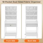 5-Tier Craft Rolling Cart, Craft Organizers and Storage with 18-Pocket, Utility Cart with Drawer & Lockable Wheels, Art & Craft Supply Organizer for Kids' & Adults'Studio, Bedroom (White)