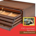 MEEDEN 10-Drawer Art Supply Storage Box, Beech Wood Art Box, Large Capacity Wooden Pencil Box with Drawer & Compartments for Organizing Pastels, Pencils, Pens, Markers, Brushes & Stamp, Walnut