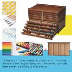 MEEDEN 10-Drawer Art Supply Storage Box, Beech Wood Art Box, Large Capacity Wooden Pencil Box with Drawer & Compartments for Organizing Pastels, Pencils, Pens, Markers, Brushes & Stamp, Walnut