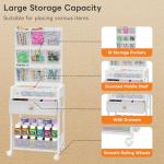 5-Tier Craft Rolling Cart, Craft Organizers and Storage with 18-Pocket, Utility Cart with Drawer & Lockable Wheels, Art & Craft Supply Organizer for Kids' & Adults'Studio, Bedroom (White)