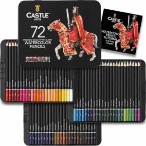 Castle Art Supplies Watercolor Pencils Set | 72 Vibrant Pigments for Blending, Drawing and Painting | Adults and Professionals | Presented in Tin Case