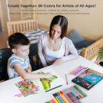 KALOUR 60 Art Drawing Pencils Set,Including Oil-Based, Metallic, Watercolor, Neon, Macaron Pastel Colored Pencils.Ideal for Sketching, Coloring & DIY Crafts,Gift for Adults Kids Artists Beginner