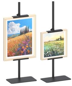 Mondazie Adjustable Tabletop Easel Stand for Picture Frame — Heavy Metal Table Top Sign Holder for Display Up to 25’’ H, Art Poster Rack for Home Office Galleries, 1PCS, Black