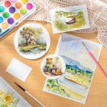 50 Sheets Watercolor Paper Bulk, 8 Sizes White Water Color Paper 140 lb/300 GSM Cold Press Watercolor Paper for Kids Child Students Adults Artists Drawing