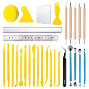 Swpeet 22Pcs Modeling Clay Sculpting Tools Kits, Ball Stylus Tool, Pottery Tools, Rubber Tip Pens, Plastic Clay Tools, Sculpting Kit for Making Modeling Clay Cake Fondant Decoration,Clay,Ceramics