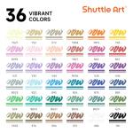 Shuttle Art Automatic Ink Control Acrylic Paint Markers, 36 Colors Brush Tip Acrylic Paint Pens for Rock Painting, Ceramic, Wood, Canvas, Glass, Stone, Fabric, Card Making, DIY & Art Supplies