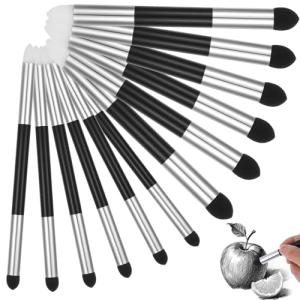 12 Pcs Oil Pastel Blending Tools Reusable Artist Blending Sponge Pen Washable Sketch Rubbing Sponge Brush Drawing Art Blenders for Artist Professional Sketch Drawing Blending Highlight Shadow