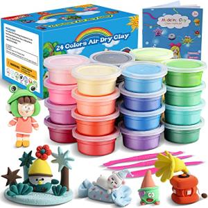 ifergoo Modeling Clay Kit for Kids - 24 Colors Magic Air Dry Clay, Ultra Light,Safe & Non-Toxic, Great DIY Gift for Age 3-12 Boys and Girls Children