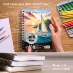 ARTISTIC EYE 5.5X8.5” Premium Sketch Book Set, Pack of 3 (300 Sheets), 68lb (100gsm), Spiral Bound, Acid-Free Drawing Paper, Perfect for Most Dry Media, Ideal for Beginners & Professionals (Set of 3)