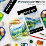 Soucolor Watercolor Paper Pad, 9"x12" Water Color Paper, 140lb/300gsm 40 Sheets Artist Painting Drawing Paper Book, Art Supplies for Adults Kids, Watercolor Paint Set, Sketchbook, Journal, Notebook