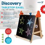 Discovery™ 3-in-1 Tabletop Dry Erase Chalkboard Painting Art Easel, Includes Paper Roll and Oversized Clip, 17 x 15 Inch Wood Frame, Perfect for Children 3+ | Foldable/Portable for Countertop Play