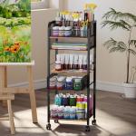 5-Tier Rolling Utility Cart with Metal Drawer, Large Capacity Craft Organizers and Storage with DIY Divider, Lockable Wheel Art Cart for Drawing Room, Store Paint & Brush & Drawing Paper & Artifact