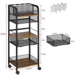 5-Tier Rolling Utility Cart with Metal Drawer, Large Capacity Craft Organizers and Storage with DIY Divider, Lockable Wheel Art Cart for Drawing Room, Store Paint & Brush & Drawing Paper & Artifact