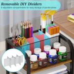 5-Tier Rolling Utility Cart with Metal Drawer, Large Capacity Craft Organizers and Storage with DIY Divider, Lockable Wheel Art Cart for Drawing Room, Store Paint & Brush & Drawing Paper & Artifact