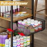 5-Tier Rolling Utility Cart with Metal Drawer, Large Capacity Craft Organizers and Storage with DIY Divider, Lockable Wheel Art Cart for Drawing Room, Store Paint & Brush & Drawing Paper & Artifact