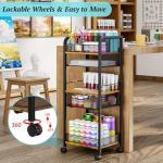 5-Tier Rolling Utility Cart with Metal Drawer, Large Capacity Craft Organizers and Storage with DIY Divider, Lockable Wheel Art Cart for Drawing Room, Store Paint & Brush & Drawing Paper & Artifact