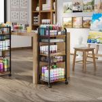 5-Tier Rolling Utility Cart with Metal Drawer, Large Capacity Craft Organizers and Storage with DIY Divider, Lockable Wheel Art Cart for Drawing Room, Store Paint & Brush & Drawing Paper & Artifact