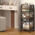 5-Tier Rolling Utility Cart with Metal Drawer, Large Capacity Craft Organizers and Storage with DIY Divider, Lockable Wheel Art Cart for Drawing Room, Store Paint & Brush & Drawing Paper & Artifact