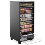 WOPITUES Storage Drawer Cart, Mobile Storage Cabinet, Makeup Storage with 10 Large Clear Drawers, Utility Wooden Rolling Cart on Wheels, for Cosmetic, Art Craft, Office Supplies, Toy, Black