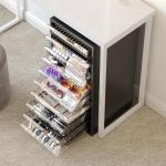 WOPITUES Storage Drawer Cart, Mobile Storage Cabinet, Makeup Storage with 10 Large Clear Drawers, Utility Wooden Rolling Cart on Wheels, for Cosmetic, Art Craft, Office Supplies, Toy, Black