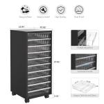 WOPITUES Storage Drawer Cart, Mobile Storage Cabinet, Makeup Storage with 10 Large Clear Drawers, Utility Wooden Rolling Cart on Wheels, for Cosmetic, Art Craft, Office Supplies, Toy, Black