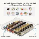 WOPITUES Storage Drawer Cart, Mobile Storage Cabinet, Makeup Storage with 10 Large Clear Drawers, Utility Wooden Rolling Cart on Wheels, for Cosmetic, Art Craft, Office Supplies, Toy, Black