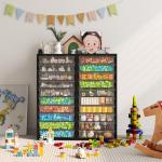 WOPITUES Storage Drawer Cart, Mobile Storage Cabinet, Makeup Storage with 10 Large Clear Drawers, Utility Wooden Rolling Cart on Wheels, for Cosmetic, Art Craft, Office Supplies, Toy, Black