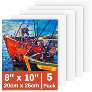 5 Packs Canvas for Painting 8 x 10 Inch, Koncci Cotton Acid-Free Blank Canvas Board for Acrylic Paint, Oil Paint & Wet Water Art Media, Kids Hobby Painters and Beginners