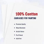 Stretched Canvas for Oil/Acrylic Painting 12x12 Inch (6 Pack) - 100% Cotton Triple Primed White Artist Canvas Boards, Blank for Acrylic, Oil, Watercolor - Professional Art Supplies