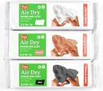 Pepy Premium European Air Dry Modeling Clay Multicolor 3 Pack 2.2 lb Bars, 6.6 lbs Total, Includes White, Terracotta & Black Clay for Classroom, Montessori Sculpting & Crafts Projects