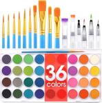 AROIC 36 Colors Watercolor Paint Set, Watercolor Pan Set with 10 Nylon Brushes and 6 Refillable Water Brushes. Perfect for Adults, Children and Beginner Artists.