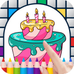 Birthday Cakes Color by Number - Free Pixel Art Game - Coloring Book Pages - Happy, Creative & Relaxing - Paint & Crayon Palette - Zoom in & Tap to Color - Share Creations with Friends!