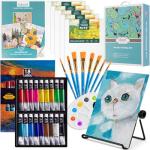Inburit Art Paint Set for Kids, Painting Supplies Kit with 5 Canvas Panels, 8 Brushes, 18 Acrylic Paints, Multi-Function Table Easel, Etc, Premium Acrylic Paint Set for Students, Kids and Beginner.